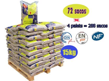 Pellets Asturias–4 palets de 288 sacs de 15 kg